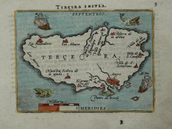 Europa, Mapa - Portugalia / Azory / Terceira; Philippe Galle - Tercera - 1581-1600