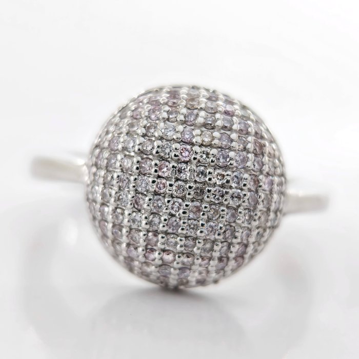 *no reserve* 0.72 ct N.Fancy Pink Diamond Designer Ring - 4.77 gr - 14 克拉 白金 - 戒指 - 0.72 ct 鉆石