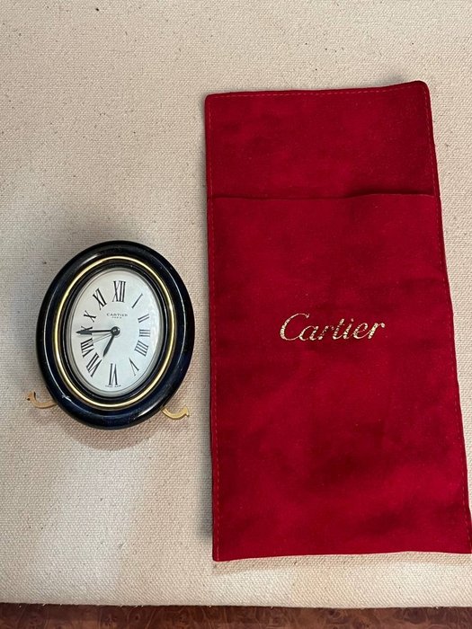 Relógio despertador - Cartier - Arte déco - Banhado a ouro, Lápis-lazúli - 1970-1980, 1980-1990