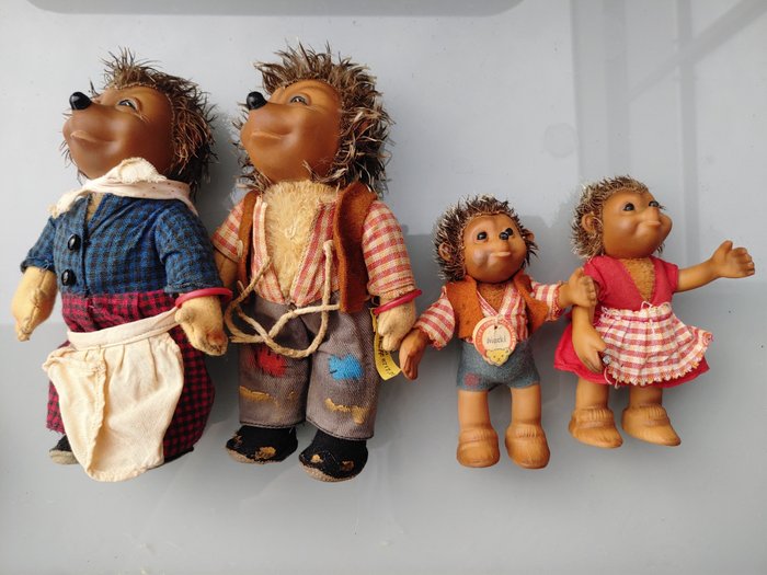 Steiff  - 娃娃 Peter Mecki Hedgehog Family - 1950-1960 - 德国