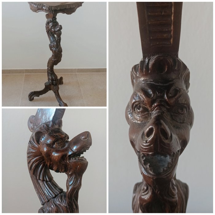 Skulptur, "Alzata con drago" - 94 cm - Træ