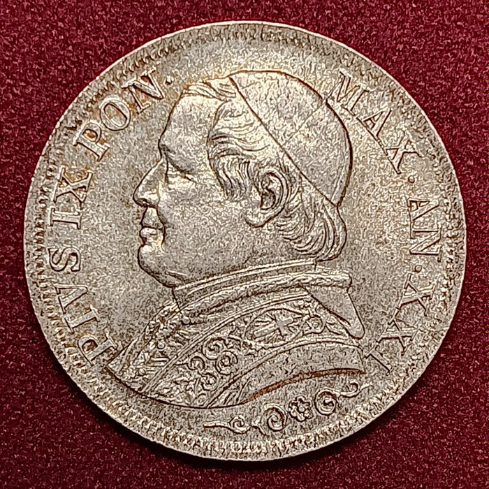 Olaszország - Pápai államok. Pio IX (1846-1870). 1 Lira 1866 XXI (Busto Grande)  (Nincs minimálár)