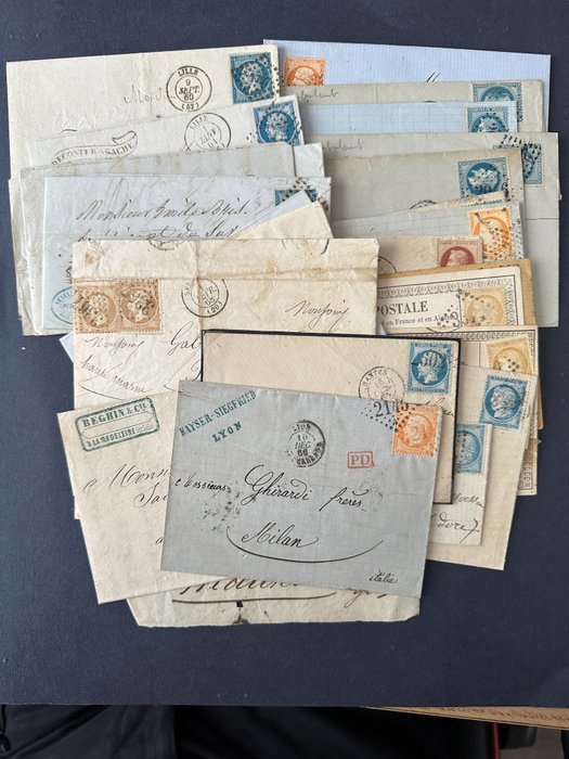法国  - 很多信件（包括 2 封意大利信件）- 有趣/多样化的邮戳