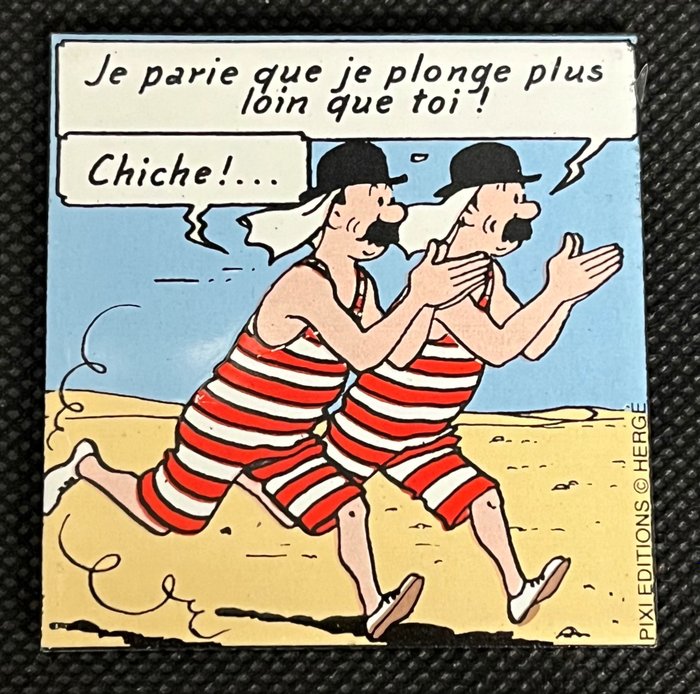 Tintin 70010 - Figurine Pixi  - Plaque émaillée magnétique - Dupont (D) en maillot - 1 Figur - 1994