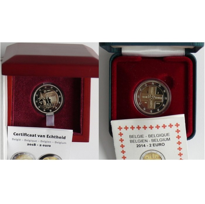 比利時. 2 Euro 2014/2019 "Red Cross" + "May 68" (2 coins) Proof  (沒有保留價)