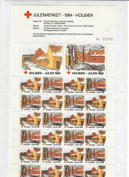 Dinamarca 1981/1984 - Três folhas de selos de Natal de edição limitada da Holbæk