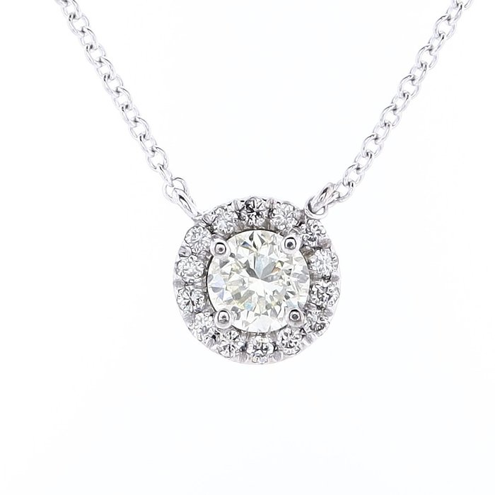 Collier avec pendentif - 14 carats Or blanc -  0.64ct. tw. Diamant  (Naturelle) - Diamant