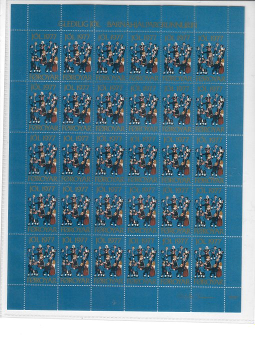 Islanti 1977/1980 - 9 miniarkkia joulumerkkejä (270 postimerkkiä) Islannista