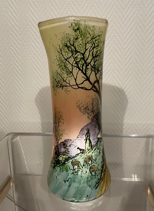 Legras & Cie. François-Théodore Legras - 花瓶 -  湖景花瓶与羊  - 搪瓷玻璃