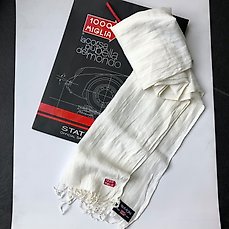 Sjaal – Mille Miglia – 1000 Miglia – Witte sjaal van linnen combinatie met katoen. State of Art / Mille Miglia