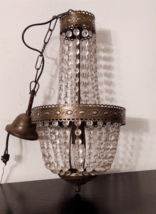 吊灯 (1) - 玛丽亚·特蕾莎 - 黄铜, 水晶滴