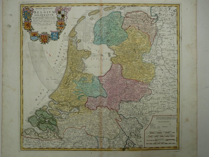 Holanda, Mapa - VII Províncias; J.B. Homann - Septem Provinciae Belgium Foederatum (...) - 1748