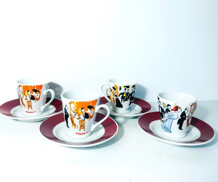 Porcelaine de Paris Maxim's de Paris - 4 人用咖啡杯具組 - Belle Époque - 瓷器