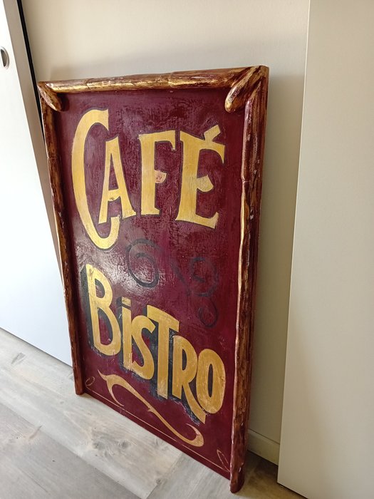 Cafe Bistro - Letrero publicitario - Madera