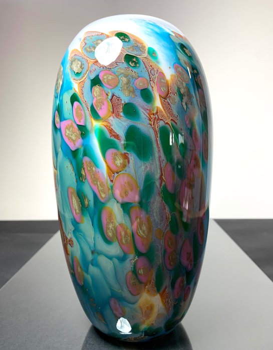 Maxence Parot - Vas -  Singelvas Opaline färger 25cm  - Glas