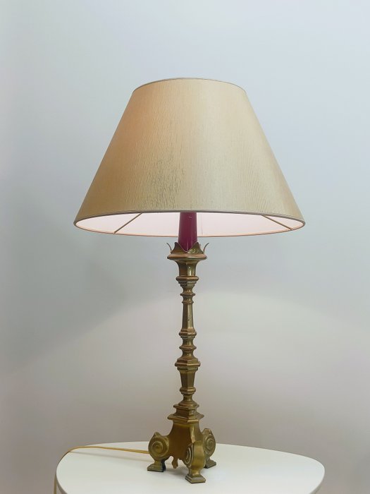 Table lamp - Tripod Brass Lamp from France - Brass