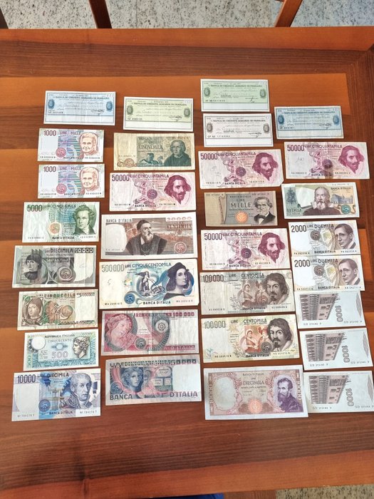 Olaszország. -  25 banconote Lire inclusa 20.000 e 500.000 Lire