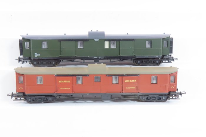 Liliput H0轨 - 294 45 - 模型火车客运车厢 (2) - 2 辆荷兰行李车 - SS/NS