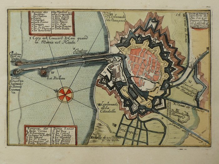 欧洲, 地图 - 法国 / 敦刻尔克 / 敦刻尔克; D. de la Feuille - Dunquerque - 1701-1720