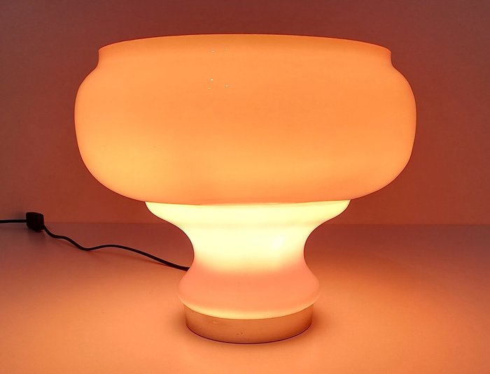 Lampe de table - Verre artistique en couches - Acier chromé