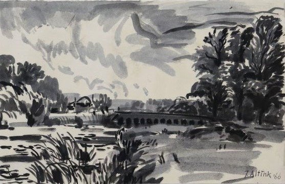 Jan Altink (1885-1971) - Landschap met brug