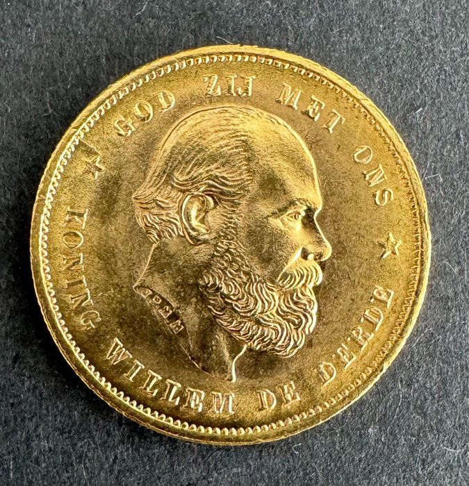 荷兰. 威廉三世 （1689-1702）. 10 Gulden Goud 1887  (没有保留价)