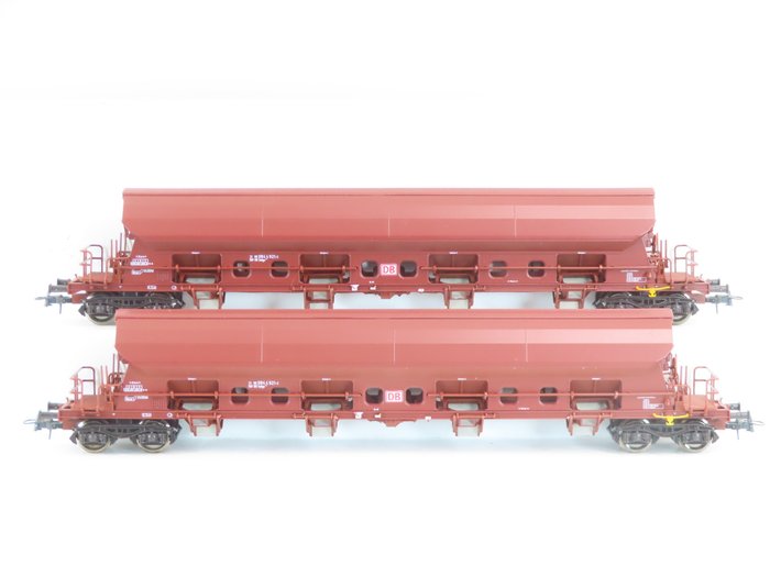 Roco H0轨 - 66371 - 模型火车货运车厢 (2) - 2 辆平顶车 - DB