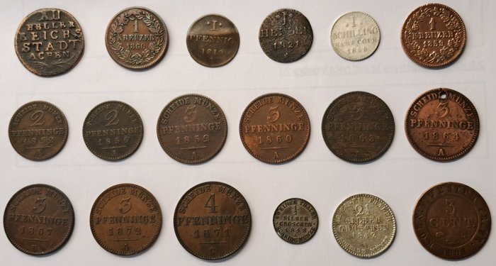 德國. Lot diverse munten, inclusief zilver. 1794/1872 (18 stuks)  (沒有保留價)
