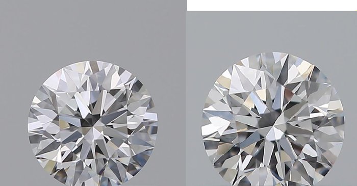 2 pcs Diamanten - 1.00 ct - Briljant - D (kleurloos) - IF (intern zuiver)