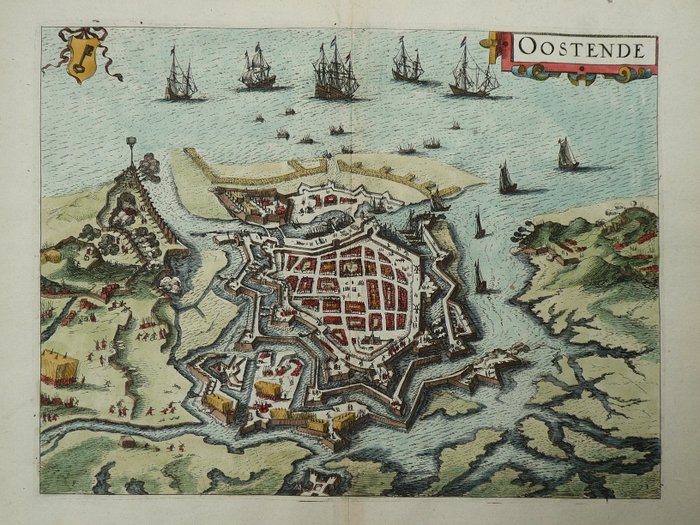 Ευρώπη, Χάρτης - Βέλγιο / Οστάνδη; L. Guicciardini / W. Blaeu - Oostende - 1601-1620