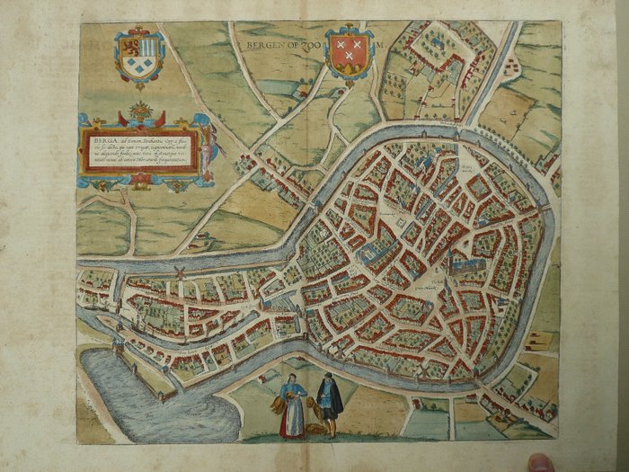 Holandia, Plan miasta - Bergen na Zoomie; G. Braun. F. Hogenberg - Berga ad Somam Brabantiae (...) - 1561-1580
