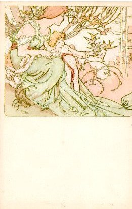 Frankrijk - Alfons Mucha, beroemde illustrator - Uitzonderlijke en zeldzame, complete serie (4 kaarten) "The - Ansichtkaart (4) - 1900-1900
