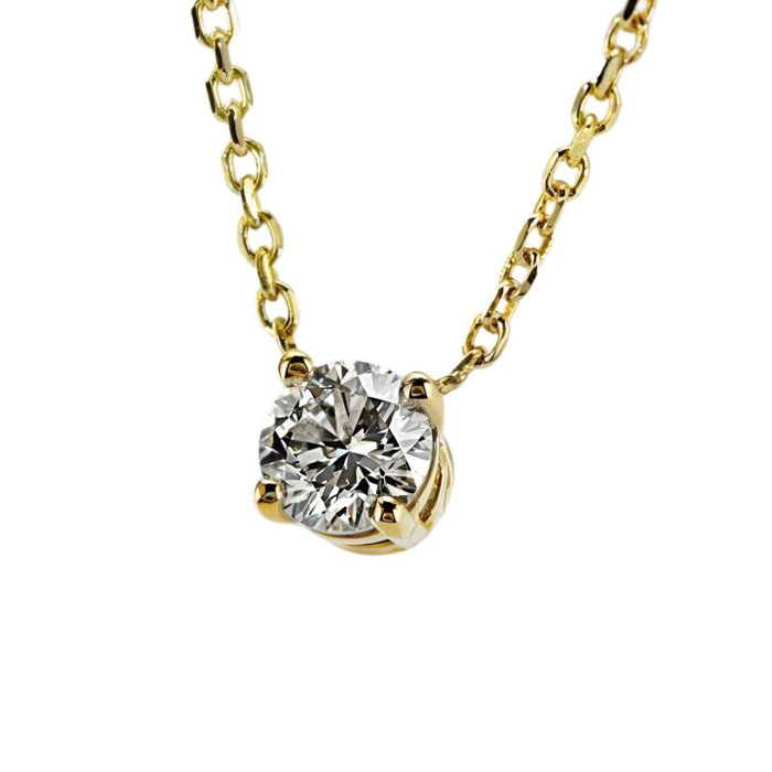 Halskette mit Anhänger - 14 kt Gelbgold -  0.16 tw. Diamant  (Natürlich) 