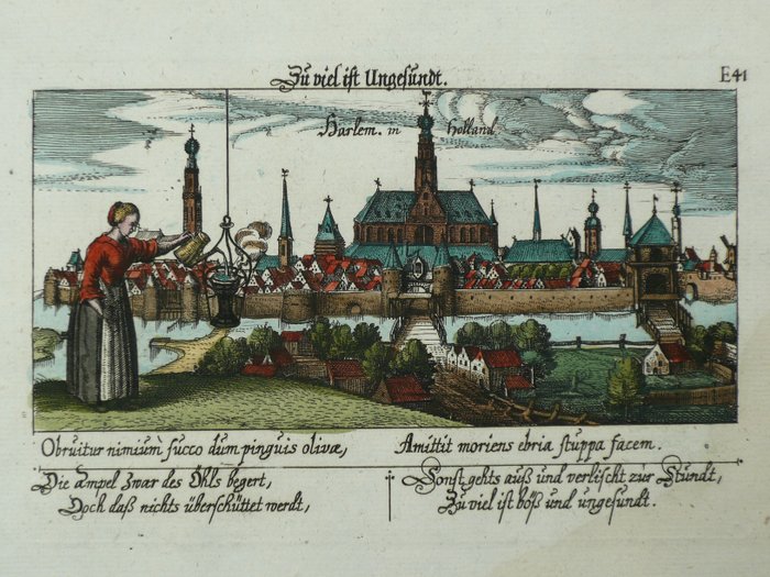 Netherlands, Town plan - Haarlem; Daniel Meissner - Harlem in Holland - 1625