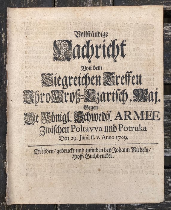 (Hallart) - Vollständige Nachricht Von dem Siegreichen Treffen ... Ihro Groß-Czarisch.Maj. Gegen Die Schwedis. - 1709