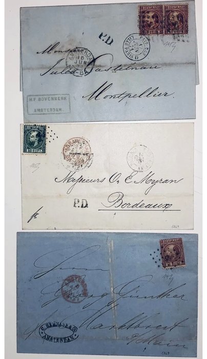 荷蘭  - 荷蘭 1860/1900 批次 13 個不同字母 優質有趣的目的地