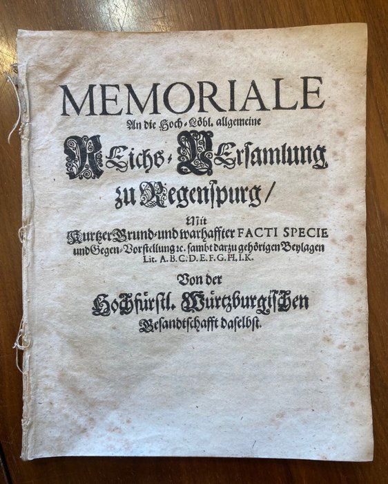 Christian Ernst (Brandenburg-Bayreuth) / Georg Albrecht Graf zu Erbach - Memoriale An die Hoch-Löbl. allgemeine REichs-VErsammlung zu Regenspurg ... Von der ... - 1690