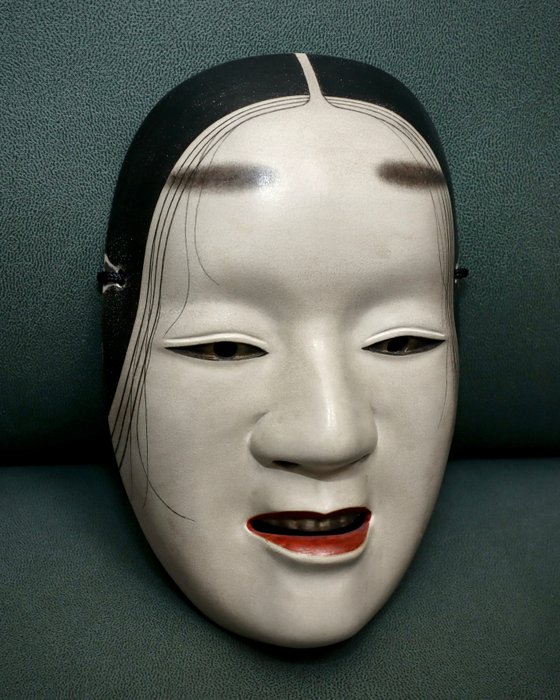 Signed Wooden Noh Mask 能面 of Deigan 泥眼 - Puu - Japani  (Ei pohjahintaa)