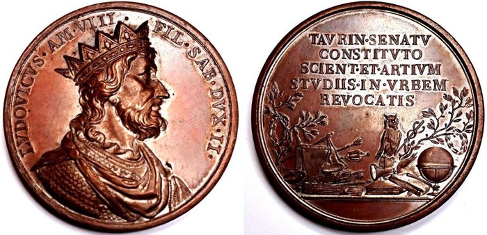 Włochy. Bronze medal 1825 "Taurin Senatu" opus Lavy