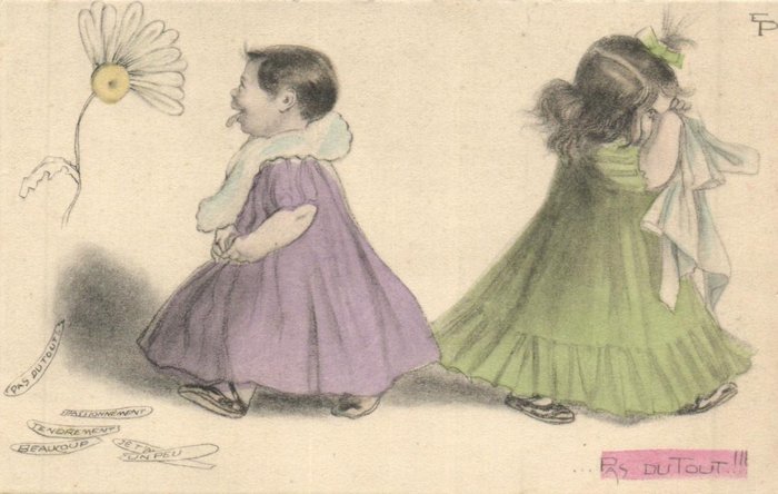 绘制的儿童卡片变化多端，来自不同国家的插画师，幽默等等。 - 明信片 (148) - 1910-1950