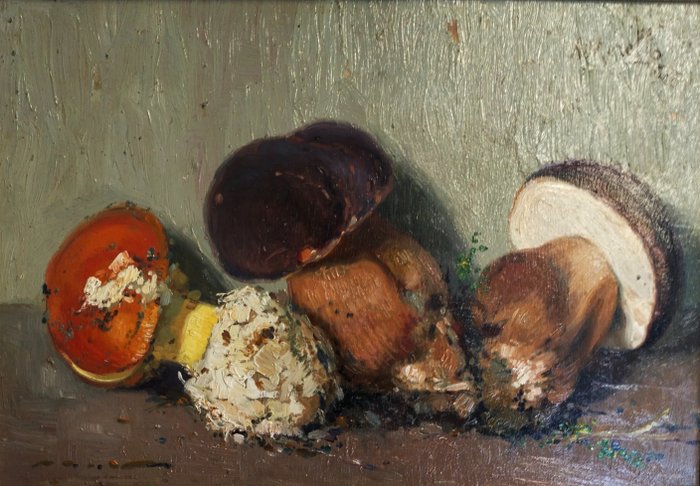 Amedeo Merello (1890-1979) - Natura morta con funghi