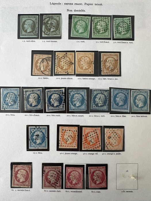 France  - Y&T 11-24 "Napoleon" dt 11, 12, 15, 17 with varying shades - B/TB