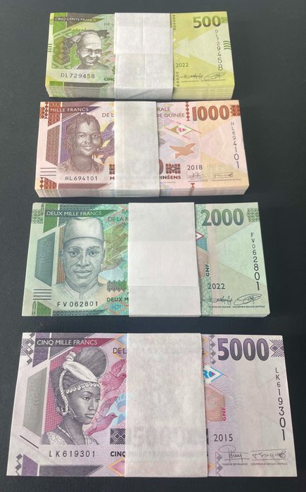 幾內亞. - 100 x 500, 1000, 2000, 5000 Francs - various dates - Pick new