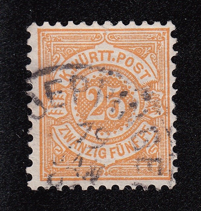 Württemberg 1890 - rara cor amarelo-laranja - Michel 57 b