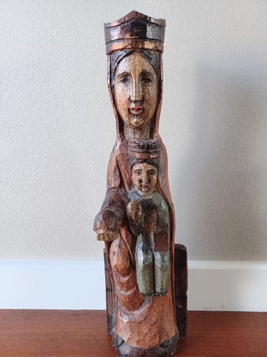 Rzeźba, Mooi Houtsnijwerk maria met kind - 31 cm - Drewno