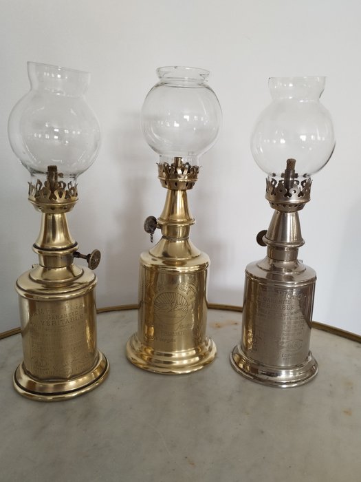 PIGEON - LA FAUVETTE - 油燈 (3) - 銅-玻璃