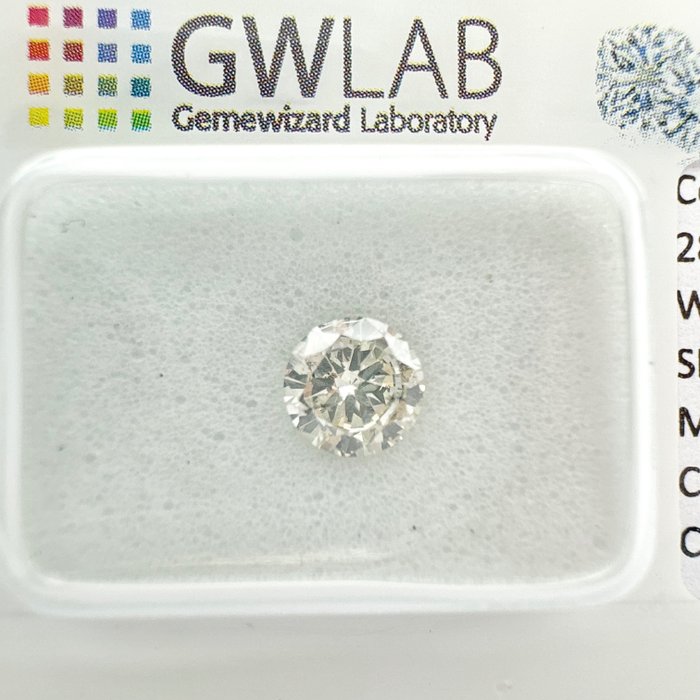 1 pcs 钻石 - 0.50 ct - 圆形 - light grey - SI2 微内含二级, No Reserve Price