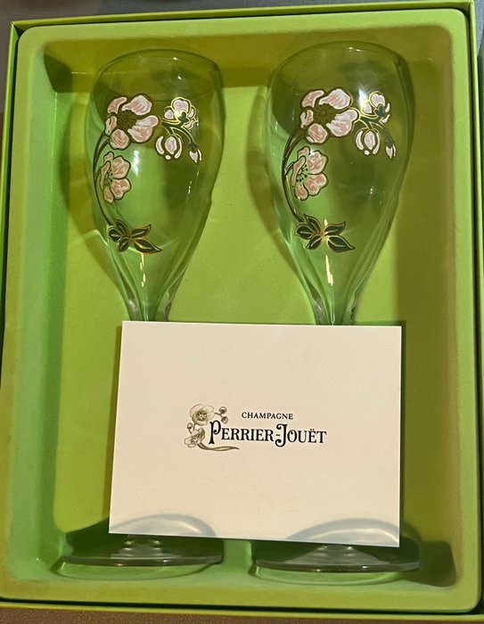 coffret Perrier jouet Emile Gallé - Champagnefløjte - Belle Epoque - art nouveau - Glas