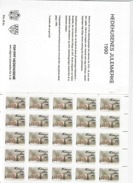 Danemarca 1990/1992 - Ediție limitată de minișeturi de timbre de Crăciun din orașul Hedehusene