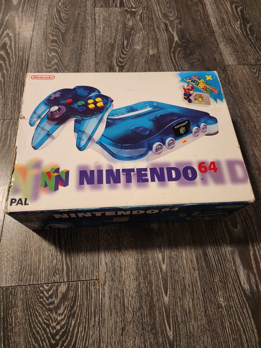 Nintendo - 64 (N64) Clear Blue + Super Mario 64 Pak - Videojáték-konzol - Eredeti dobozban